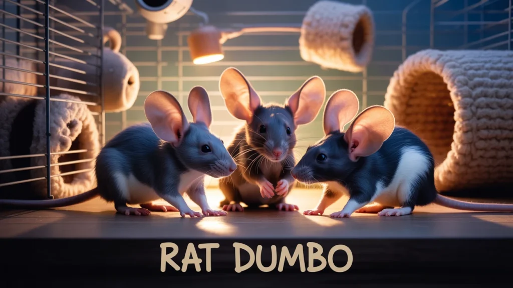 Rats dumbo jouant en cage enrichie