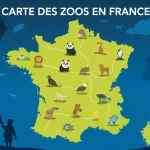 zoo france carte illustrée avec animaux
