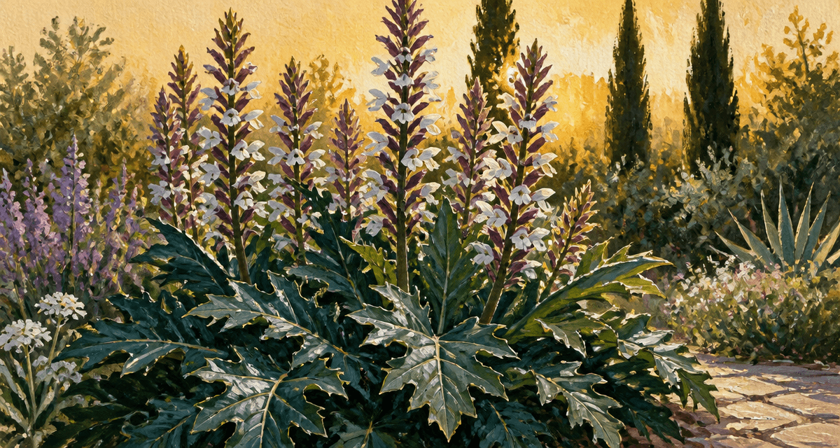 acanthus mollis feuillage et hampes florales