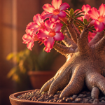 adenium rose du désert caudex et fleurs