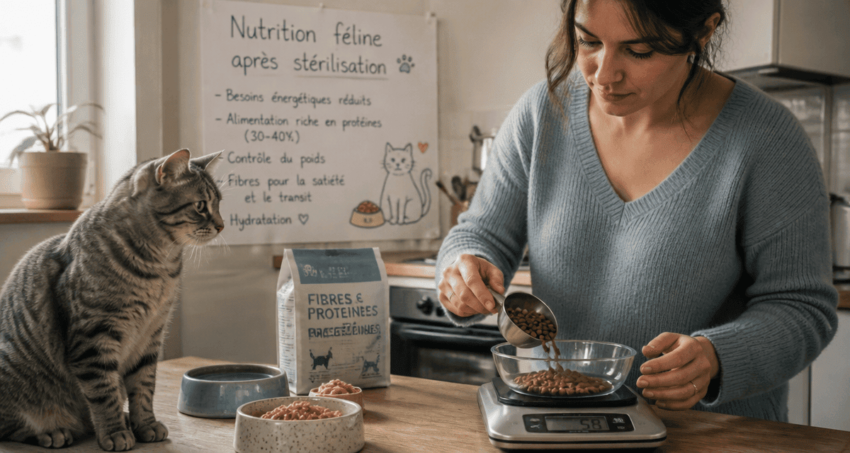 chat stérilisé alimentation pesée croquettes