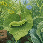 Chenille verte quel papillon sur feuilles au jardin