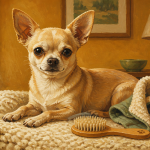 chihuahua poil court sur plaid avec brosse