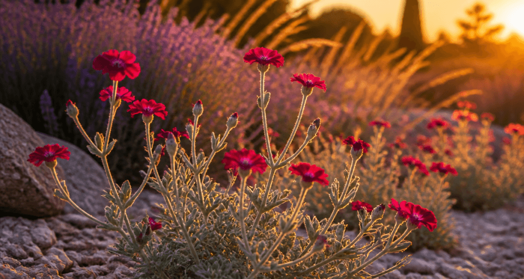 coquelourde des jardins fleurs et feuillage argenté