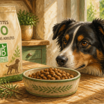 croquette chien bio label AB sur table en bois