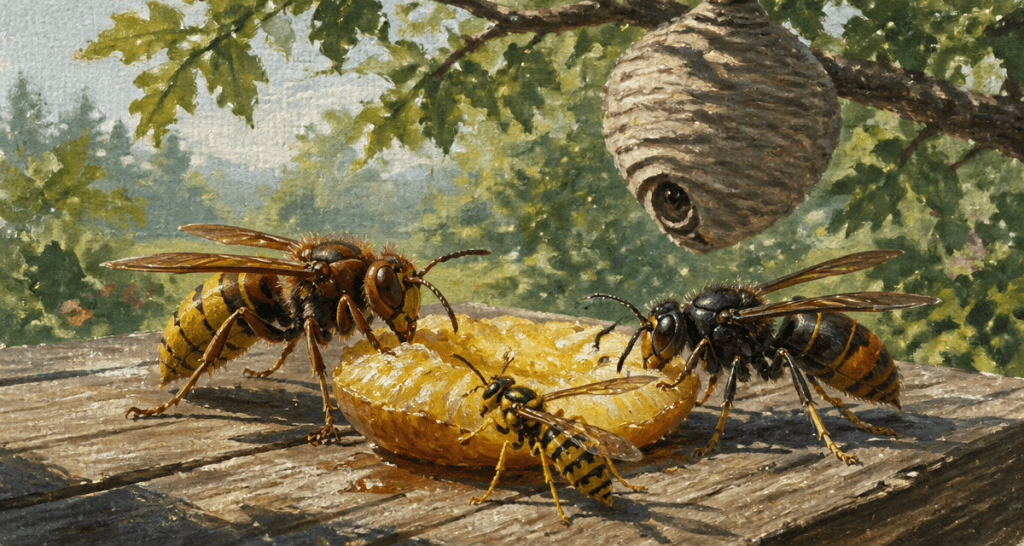 difference entre guepe et frelon sur fruit