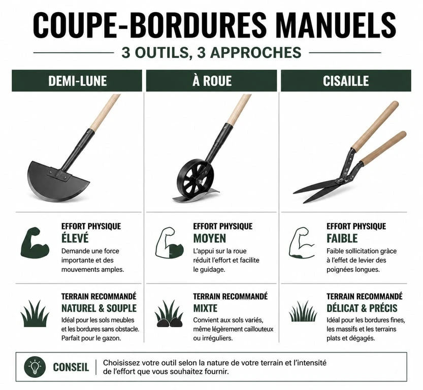 Comparatif des types de coupe-bordure manuel pour l'entretien de pelouse