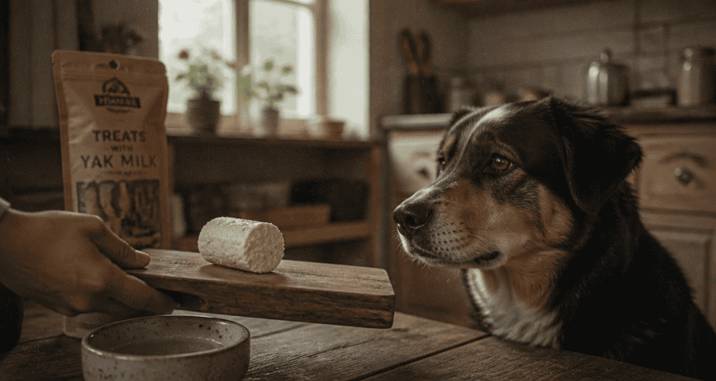 fromage de chevre chien planche bois
