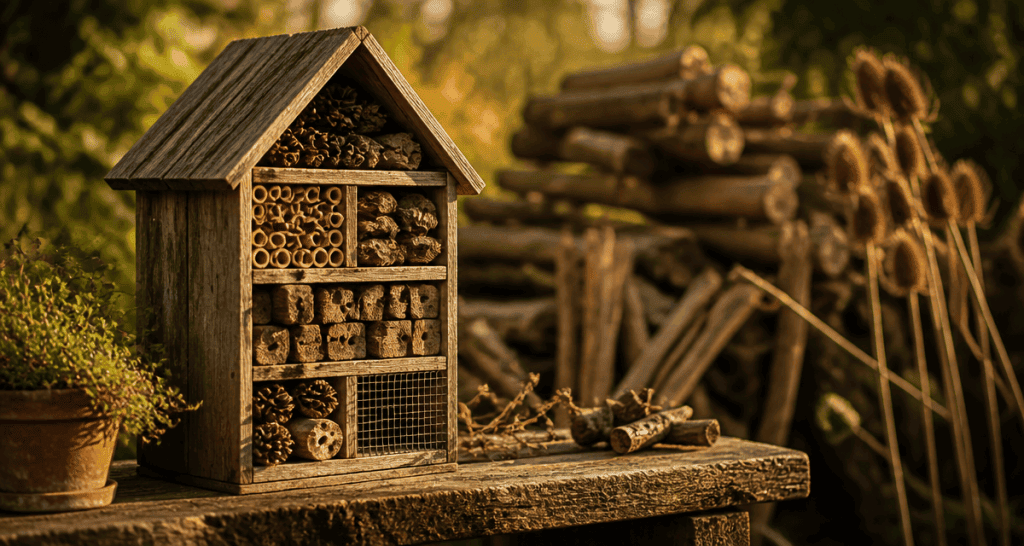 hôtel à insectes inconvénients dans un jardin naturel