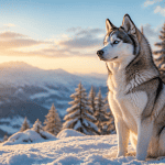husky espérance de vie sur neige au lever du soleil