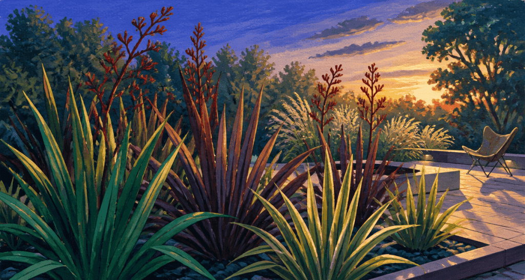 lin de nouvelle zélande phormium tenax terrasse