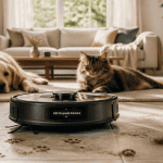 Meilleur robot aspirateur laveur animaux avec chien chat et traces de pattes