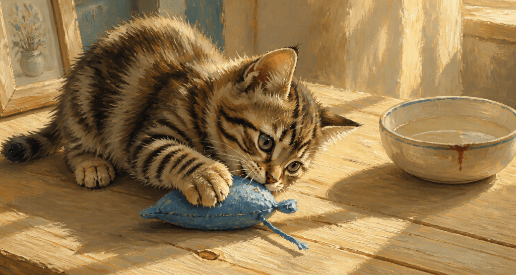 mon chaton perd ses dents sur une table