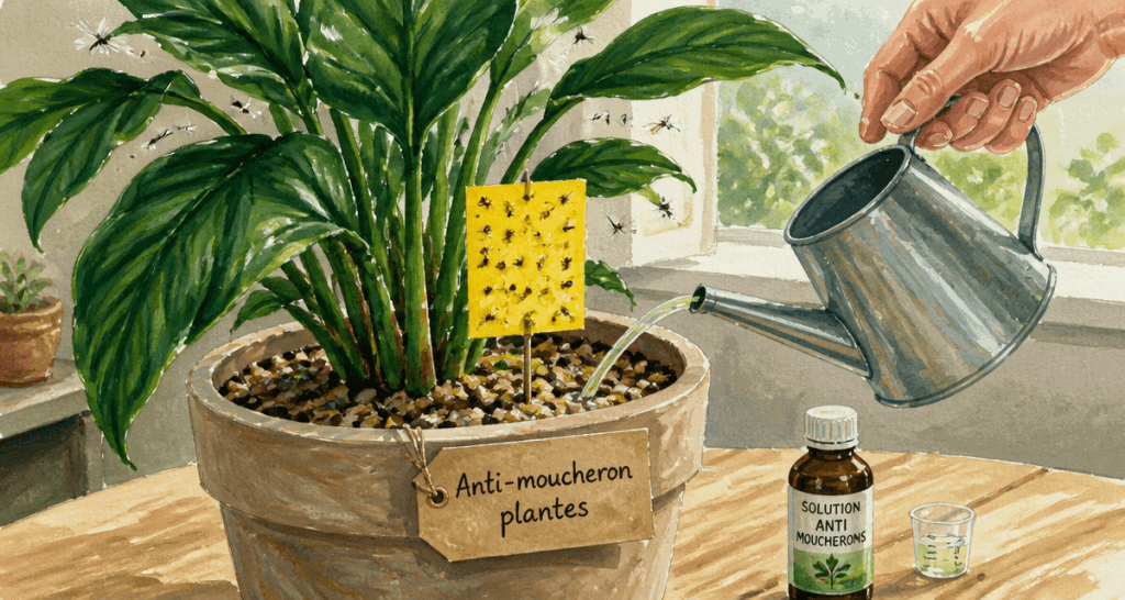 Produit anti moucheron plantes sur pot d'intérieur