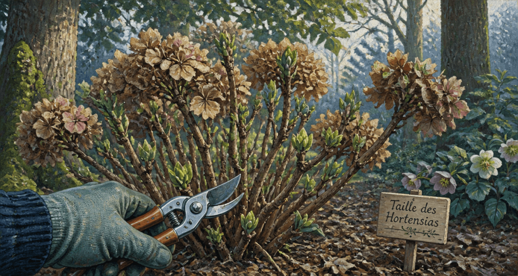quand couper hortensia main sécateur fleurs fanées