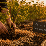 quand planter des framboisiers en automne, jeune plant en terre