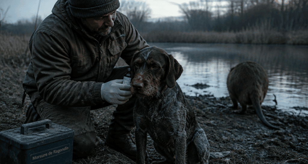 ragondin morsure chien blessé examiné