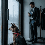 sortir son chien 1 fois par jour chien regarde dehors laisse inutilisée