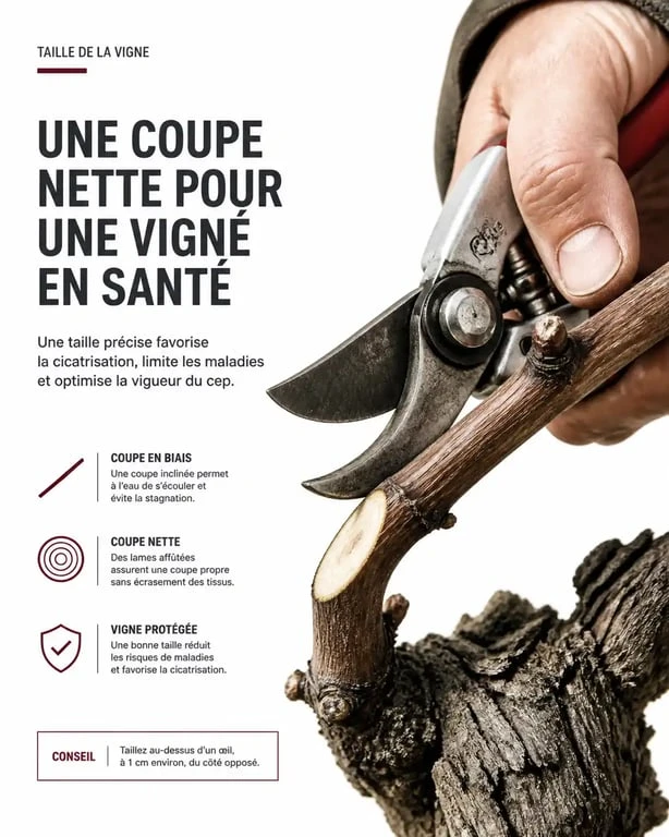 Technique de taille de la vigne avec sécateur pour une coupe nette