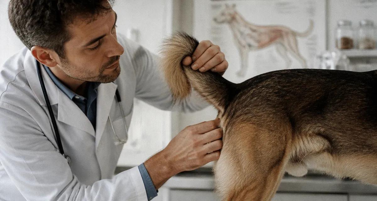 vétérinaire examine zizi de chien