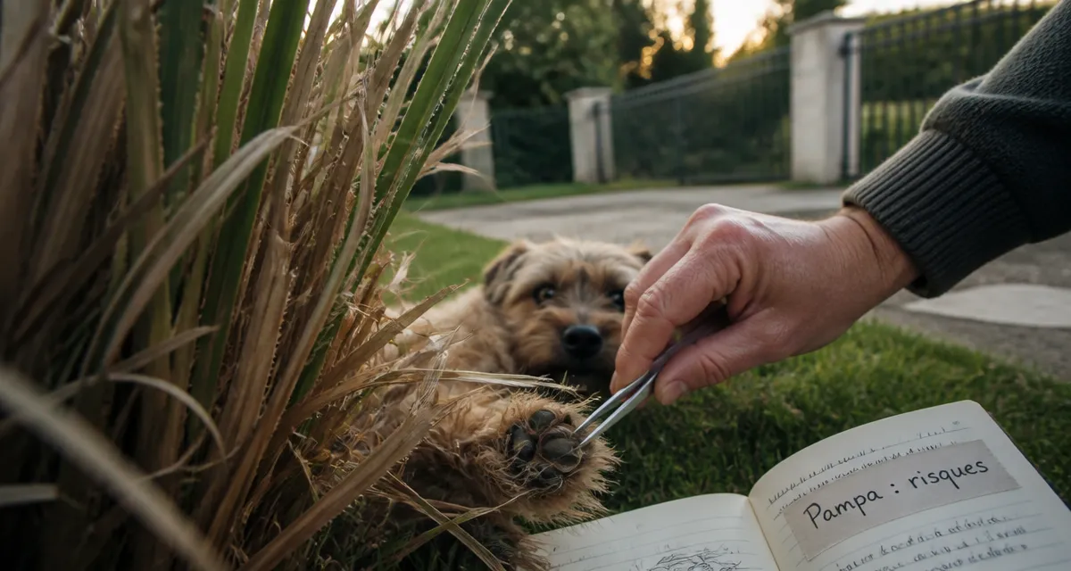 Herbe de la pampa danger chien : brin retiré près d’un coussinet