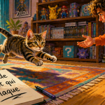 chat tigré bondit salon nom de chat qui claque