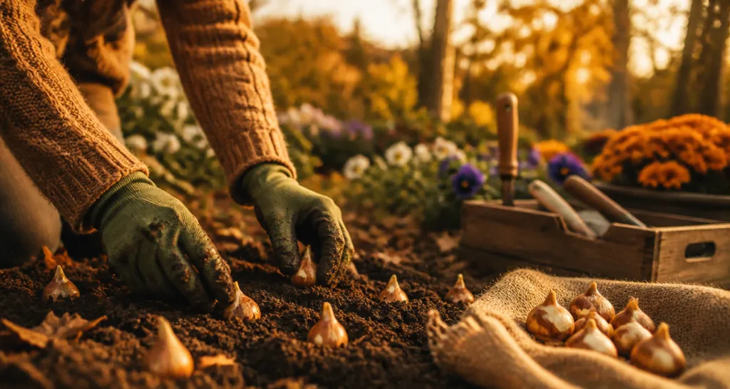 quand planter les tulipes mains plantant bulbes