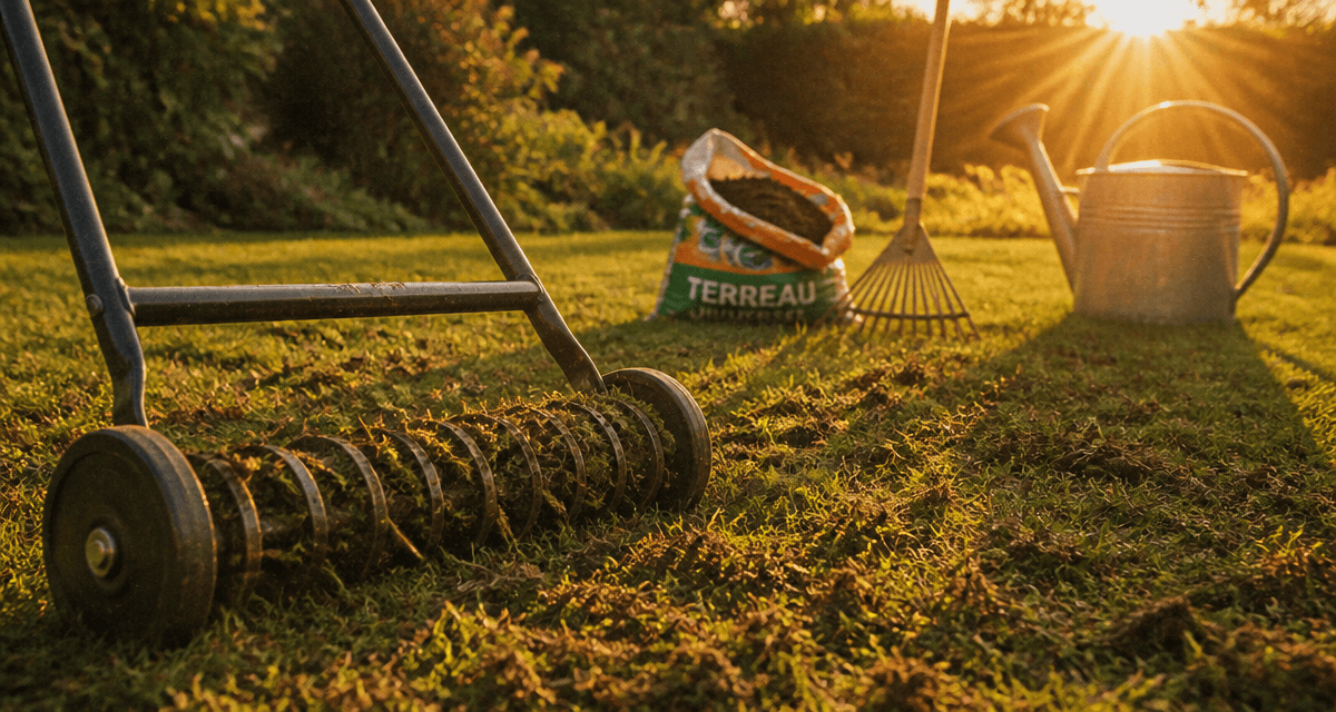 quand scarifier pelouse scarificateur manuel sur gazon