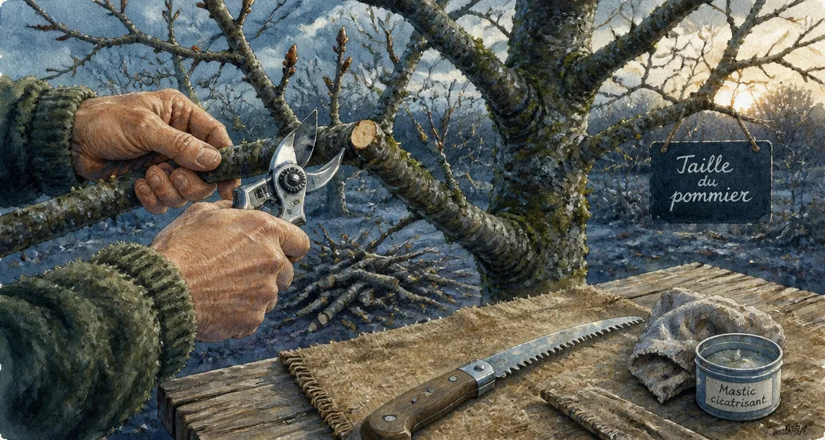 Quand tailler les pommiers : taille d’hiver du pommier, sécateur et branches.