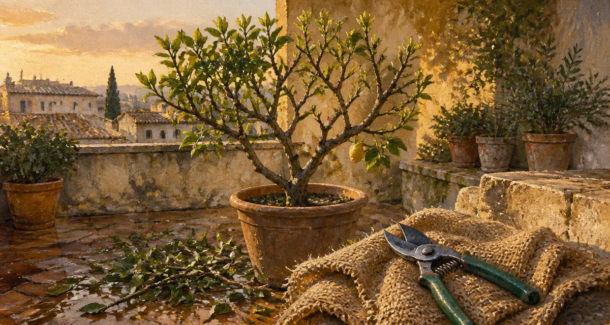Quand tailler un citronnier : taille en pot, sécateur désinfecté et branches coupées