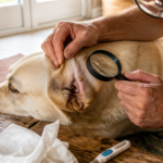 Tiques blanches chien examinées et retirées