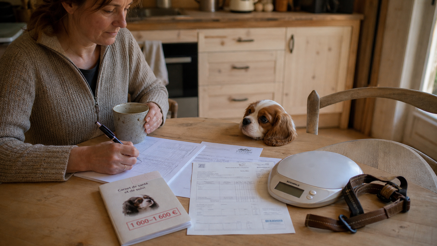Chien cavalier king charles prix 1 000 à 1 600 € : carnet de santé et factures