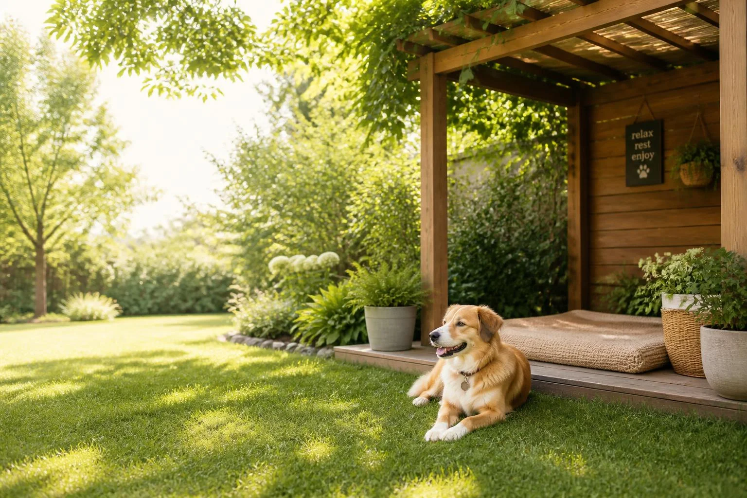 Coin détente naturel pour chien : sécurité et ombre