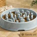 Gamelle anti glouton en plastique PP avec compartiments et picots pour limiter le glouton