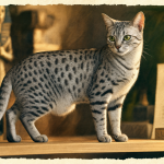 Mau égyptien Silver spotted tabby yeux verts tachetés