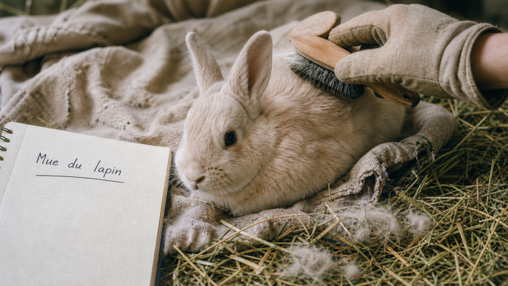 Mon lapin perd ses poils : brosse et touffes de poils visibles
