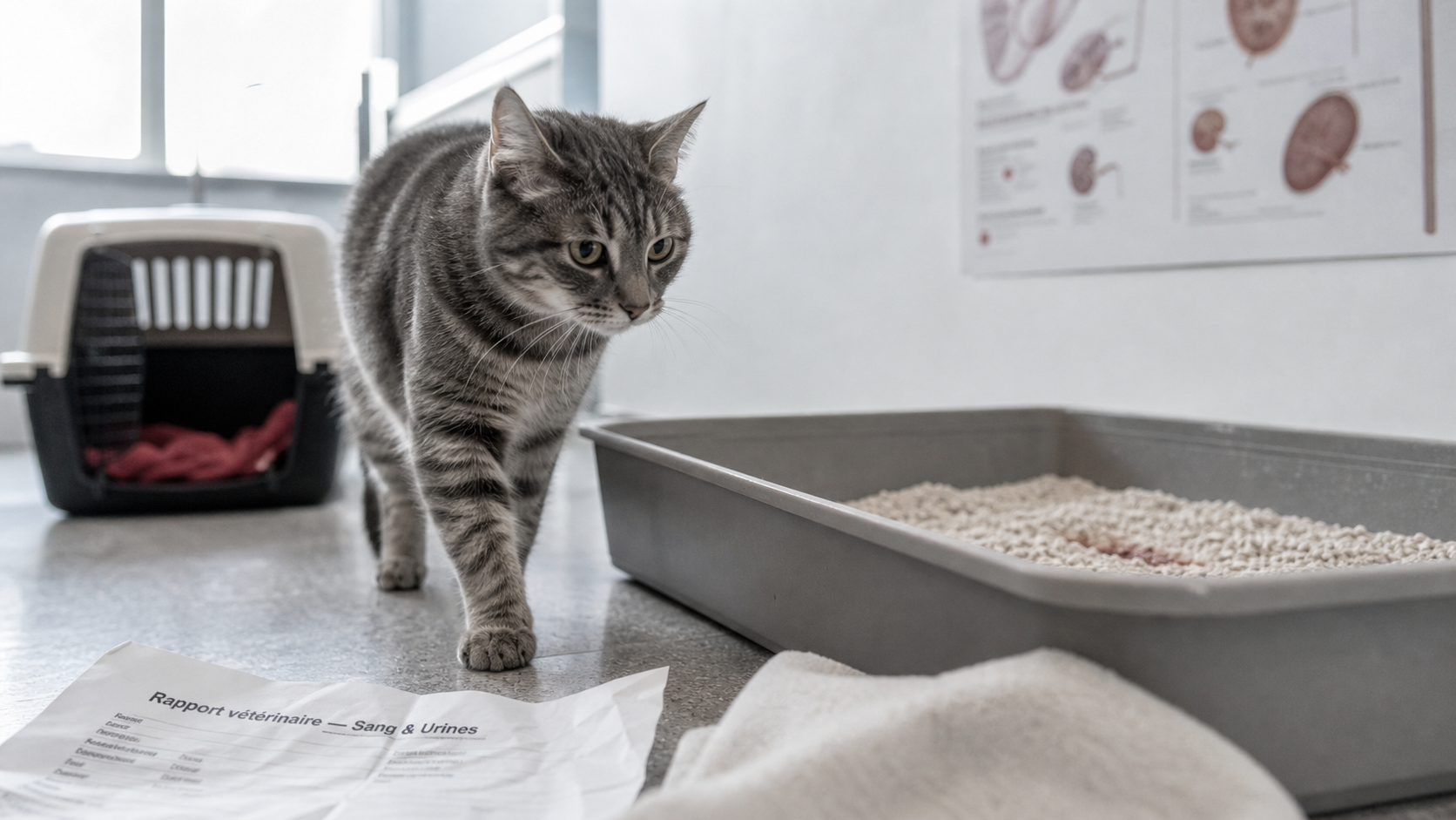 Perte de sang chat femelle : trace rouge dans la litière