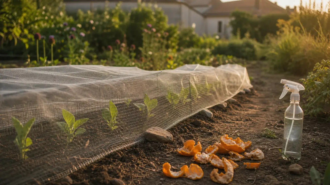 Repulsif chat jardin : semis protégés avec filet anti-oiseaux et grillage