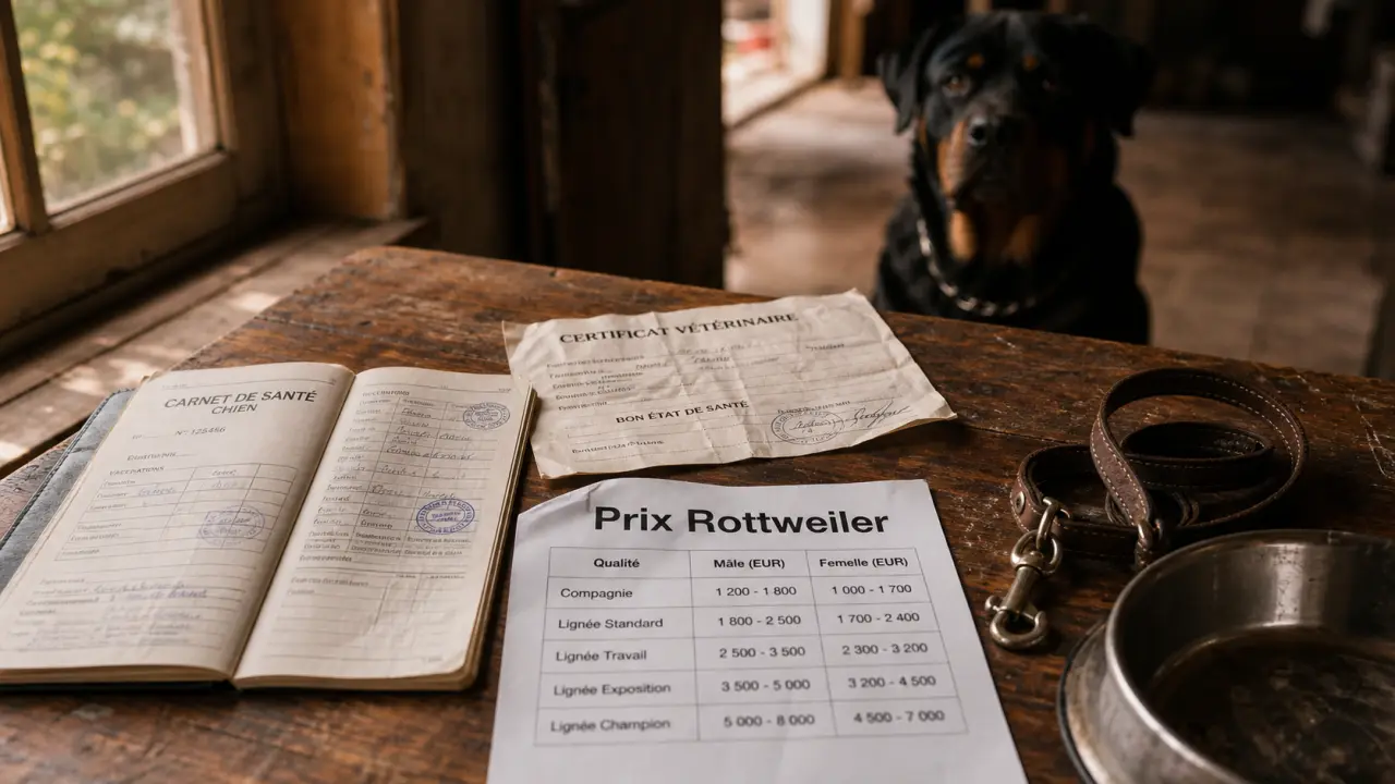 Rottweiler prix : carnet santé et budget avant achat