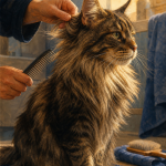 Toilettage Maine Coon : peigne anti-nœuds, pelage sain en salle de bain