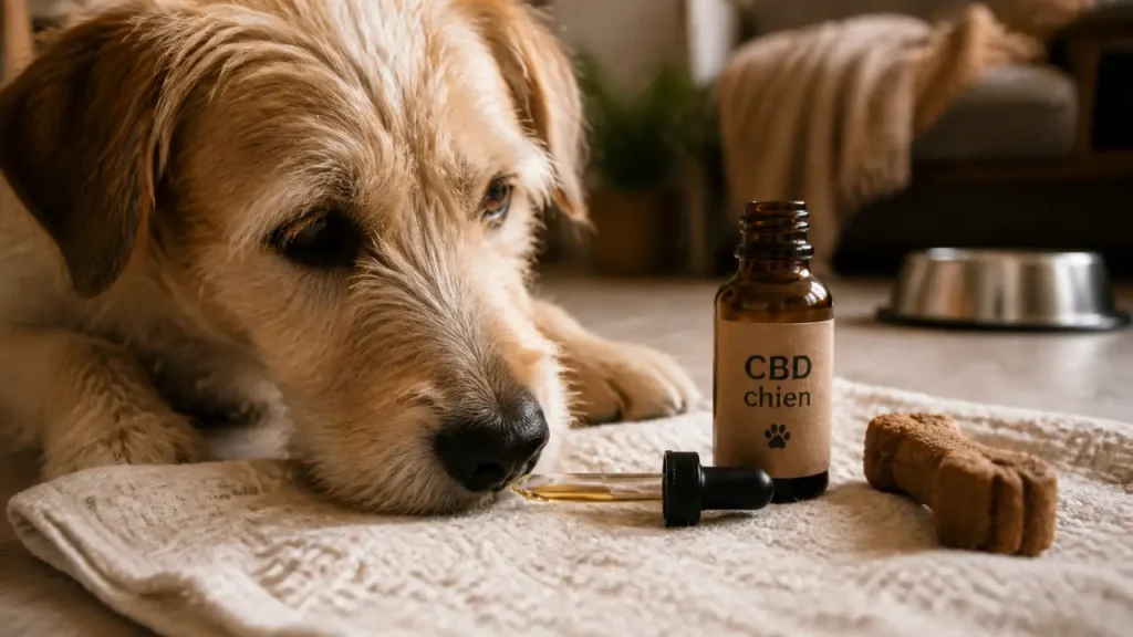 CBD pour chien : huile, friandises ou pastilles, sans THC et avec un dosage prudent