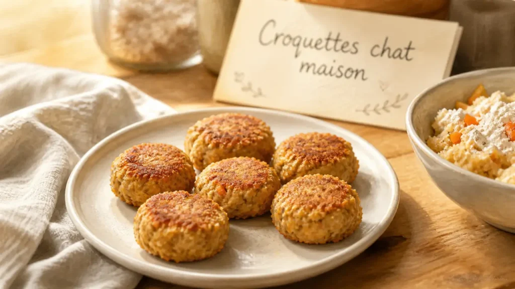 Croquette chat maison : 180 °C, viande majoritaire et séchage pour éviter les erreurs