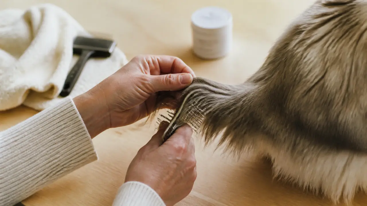 démêlant pour chat fait maison : talc et démêlage doux sur chat à poils longs