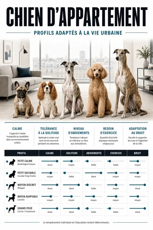 Chien pour appartement : comparaison visuelle des races et critères de choix