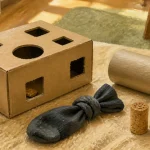 Jouets pour chat fait maison : boîte à trous, rouleau, chaussette
