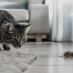 Mon chat ramène des souris vivantes dans la maison, une souris sur le sol