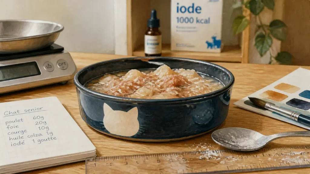 Repas maison pour chat hyperthyroïdien : l’iode à doser sans improviser