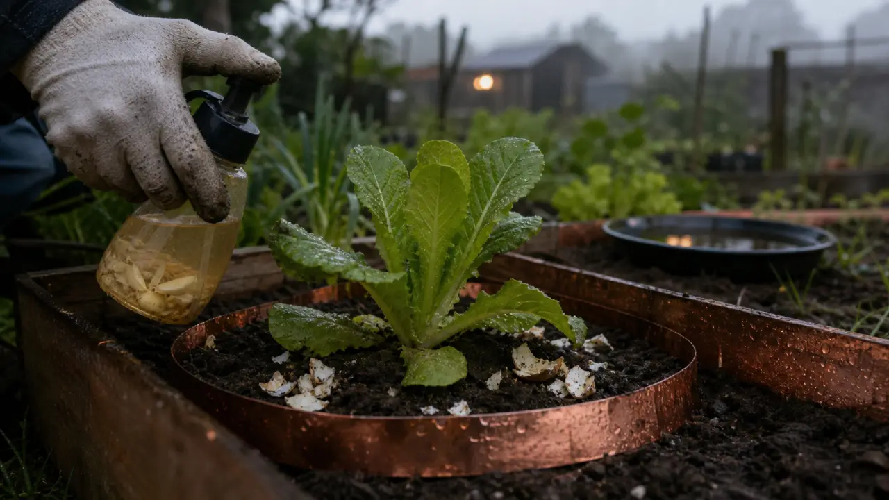 Répulsif naturel limace : ruban de cuivre et ail autour de jeunes salades