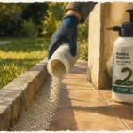 Répulsif serpent : barrière 20 cm près d’une terrasse, granulés appliqués