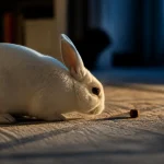 Vision lapin : angle mort devant le nez, vue de profil